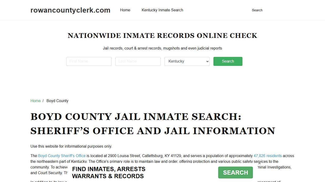 Boyd County Sheriff, KY, Jail Inmate Search, Recent Arrests